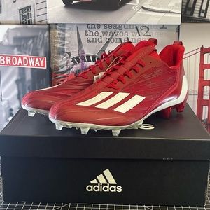 Adidas Men's Adizero Team Power Red Football Cleats GW5058 Size 12.5 NEW W/BOX